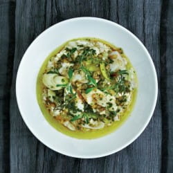 Risotto of smoked haddock, leeks and cauliflower with a vadouvan dressing