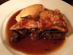 Steak and ale pie and horseradish mash with Domaine Tempier Bandol 1994