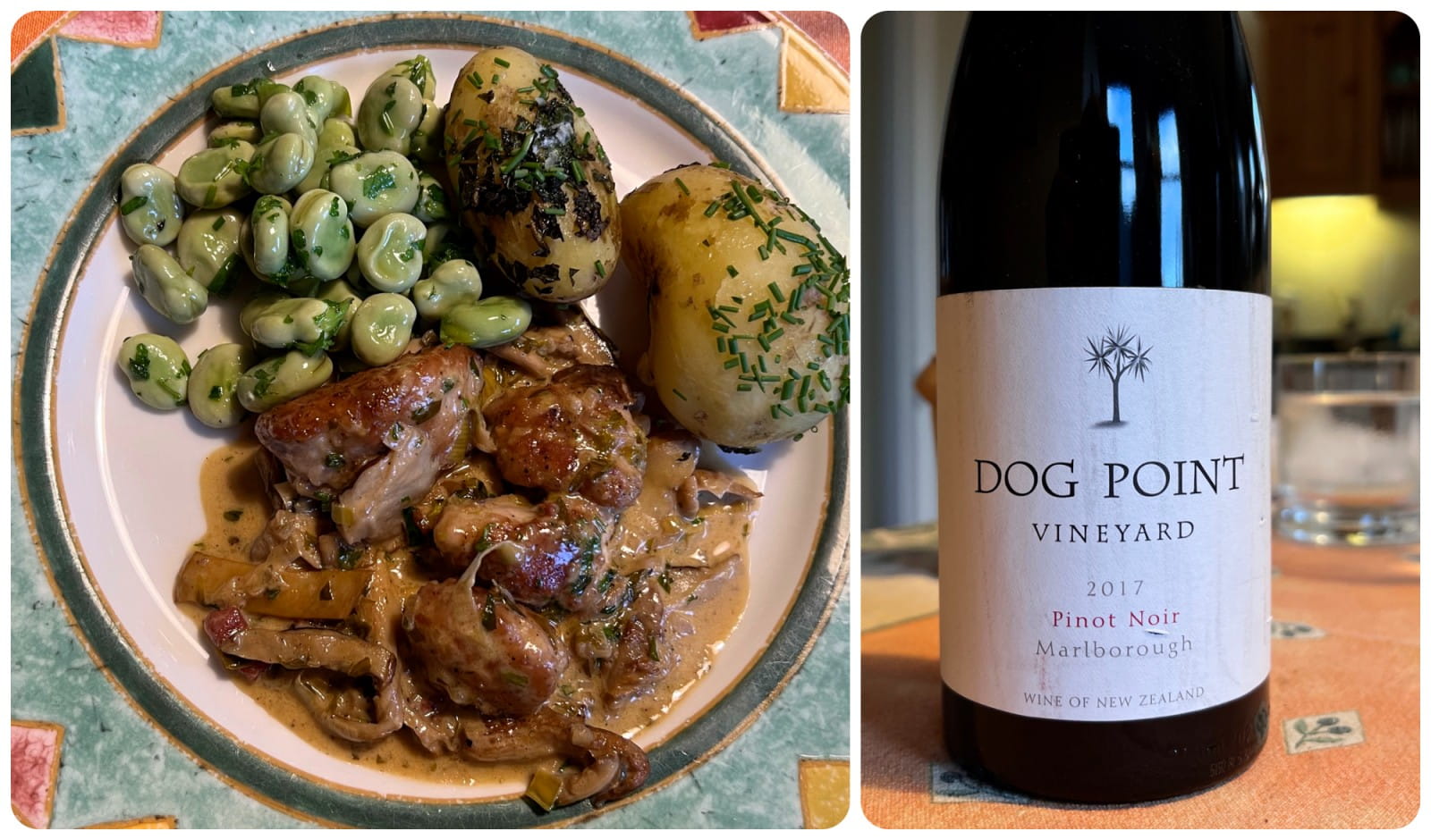  Sweetbreads with mushrooms and Dog Point pinot noir