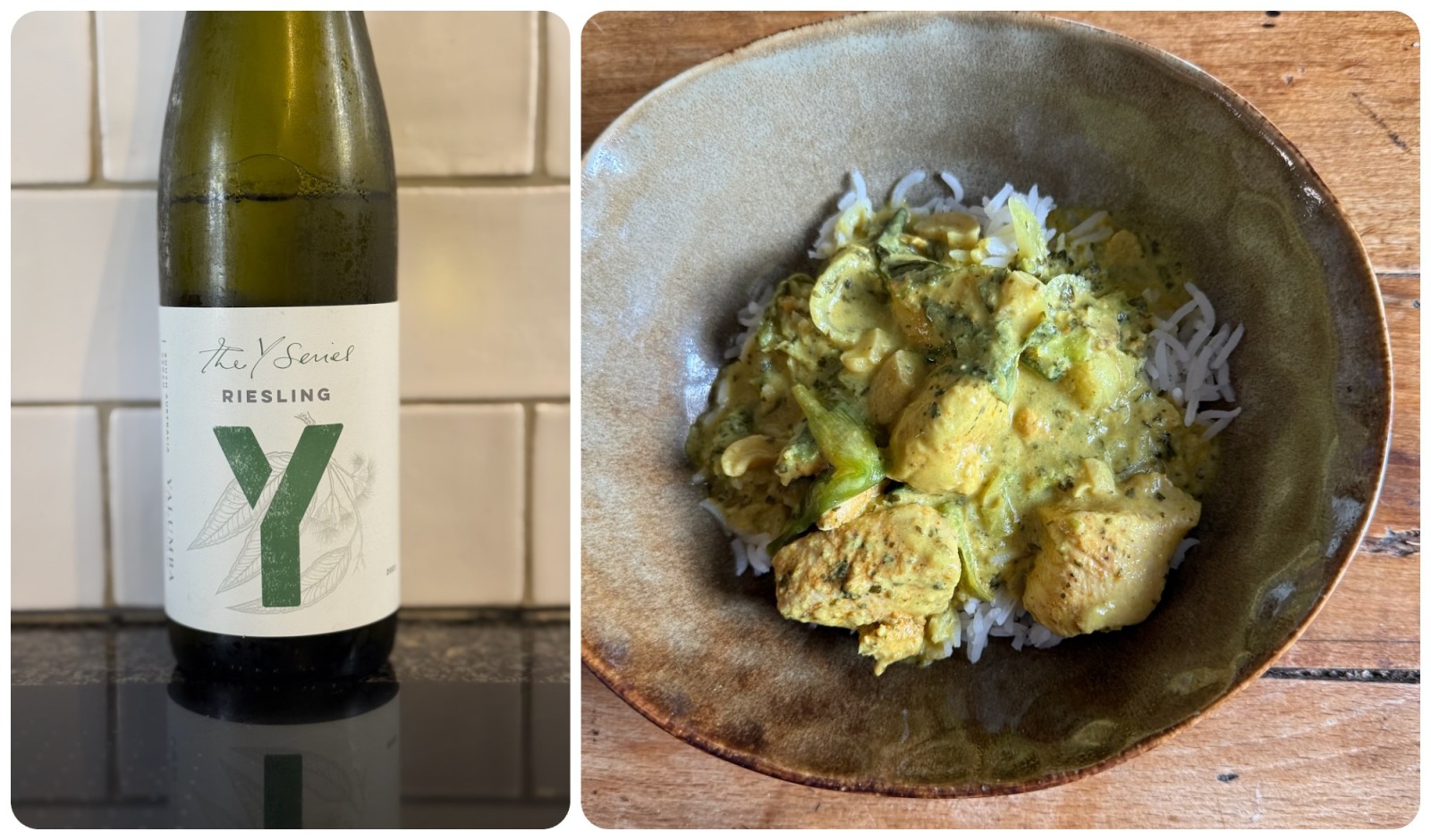 Thai lime and coconut chicken curry with Aussie riesling