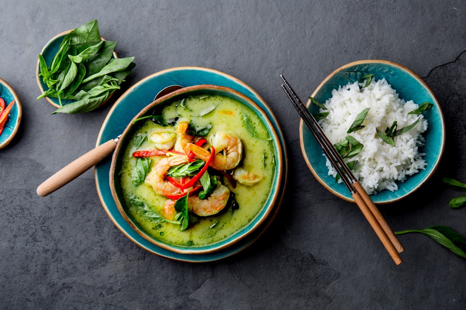  Thai green curry and English rosé