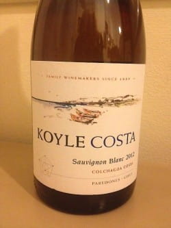 Koyle Costa Sauvignon Blanc, Colchagua Costa 2012 