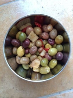 Cracked olives with fennel and Noilly Prat 