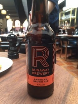 Runaway American Brown Ale and chicken poutine
