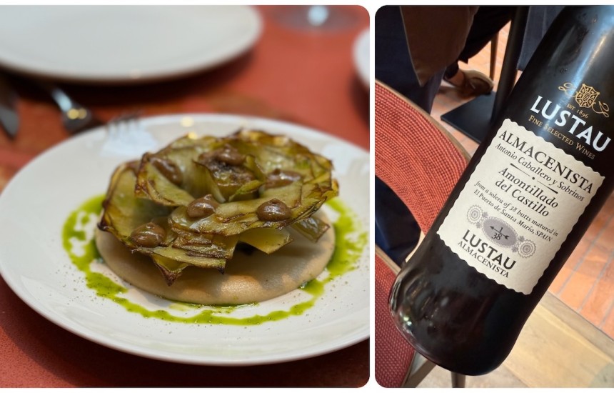 Grilled artichoke and dry amontillado sherry