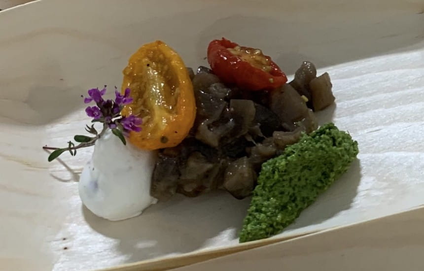 Chardonnay and charred aubergine with coriander chutney