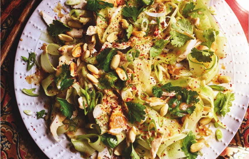 Recipes | Chicken and cucumber salad with pul biber and tahini lime dressing