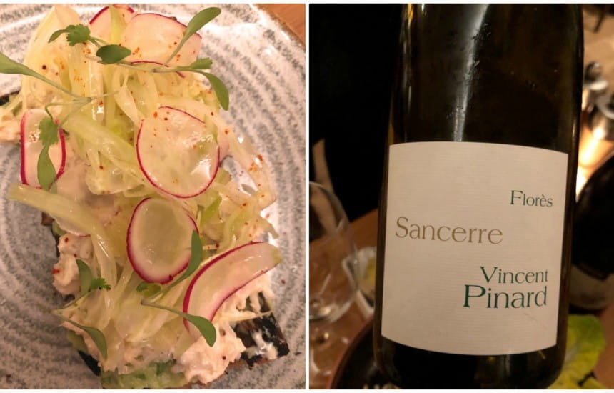 Crab tartine and Sancerre