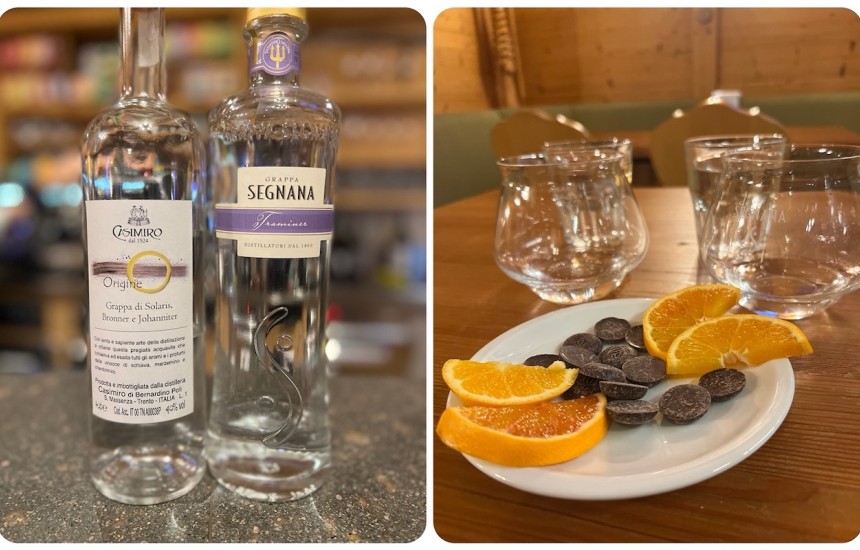 Grappa, chocolate and orange