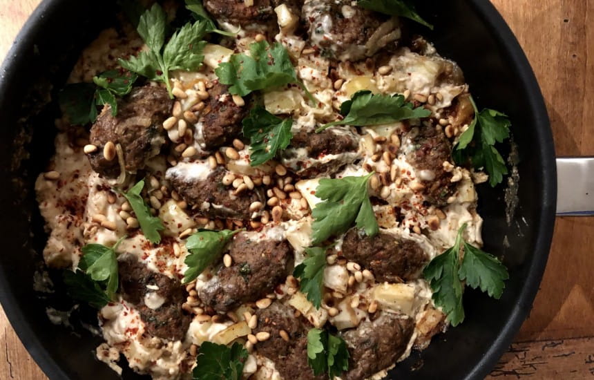 Koftas with tahini and orange wine