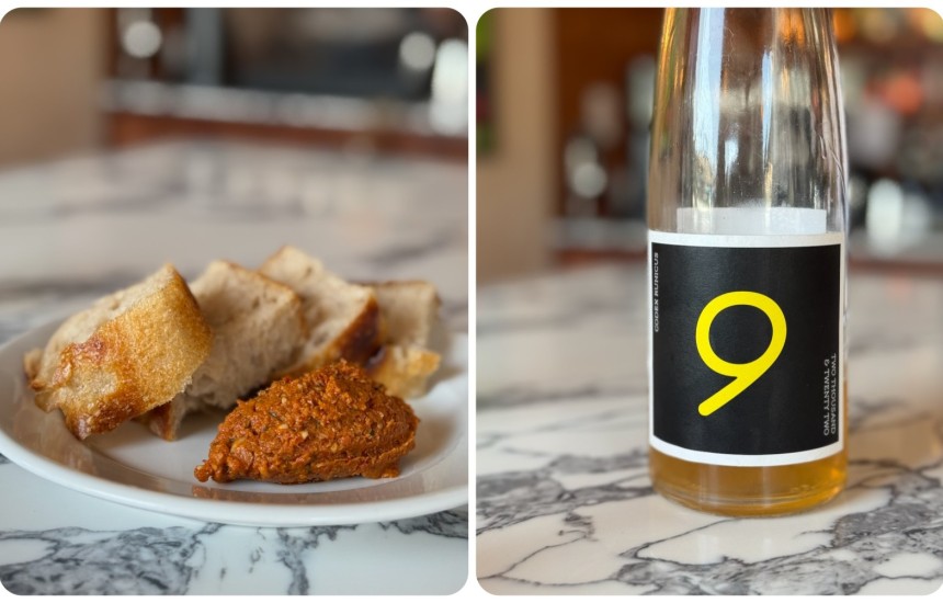 Orange wine and pesto trapanese