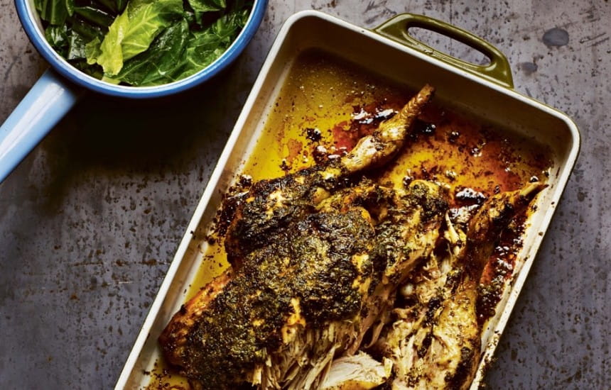 Pot-roast chicken cooked in herby crème fraîche 