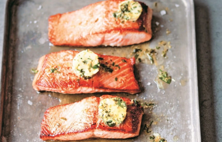 Salted Salmon with Tarragon Butter