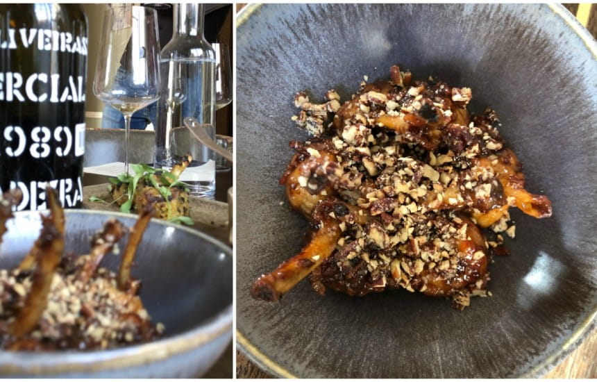  Sticky chicken ‘tulips’ with vintage Sercial madeira