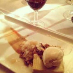 Toasted hay tart with coffee and walnuts with 1981 madeira