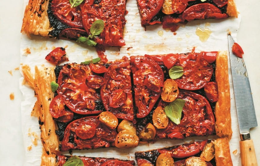 Tomato and tapenade tart