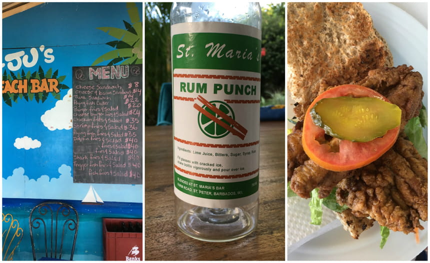 Beach bar food and rum punch